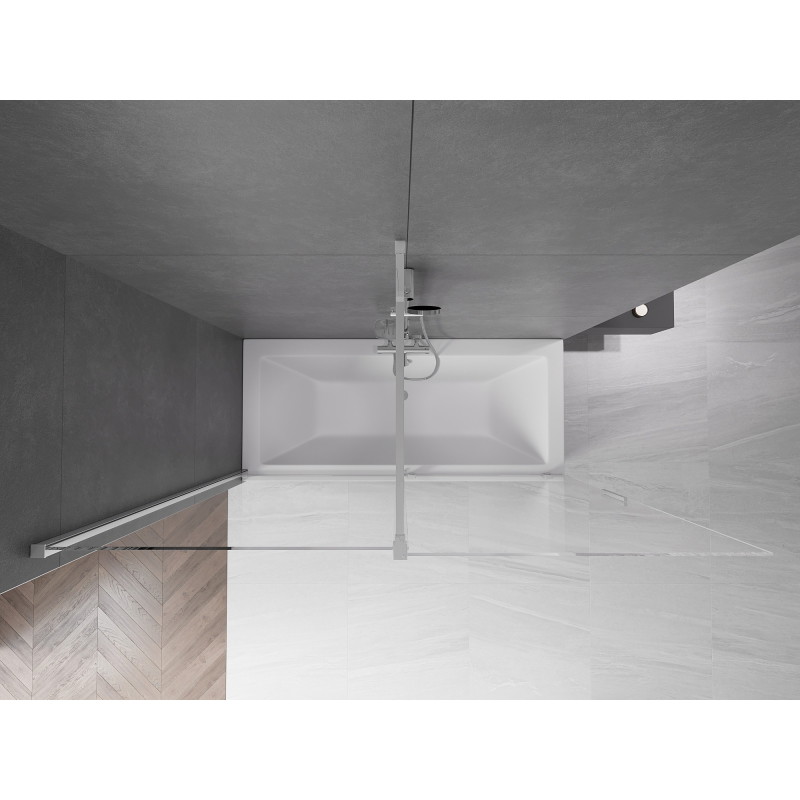 Mexen Velar 2-szárnyú, 180 x 150 cm-es, átlátszó, króm kádkörülvevő paraván - 896-180-000-01-01