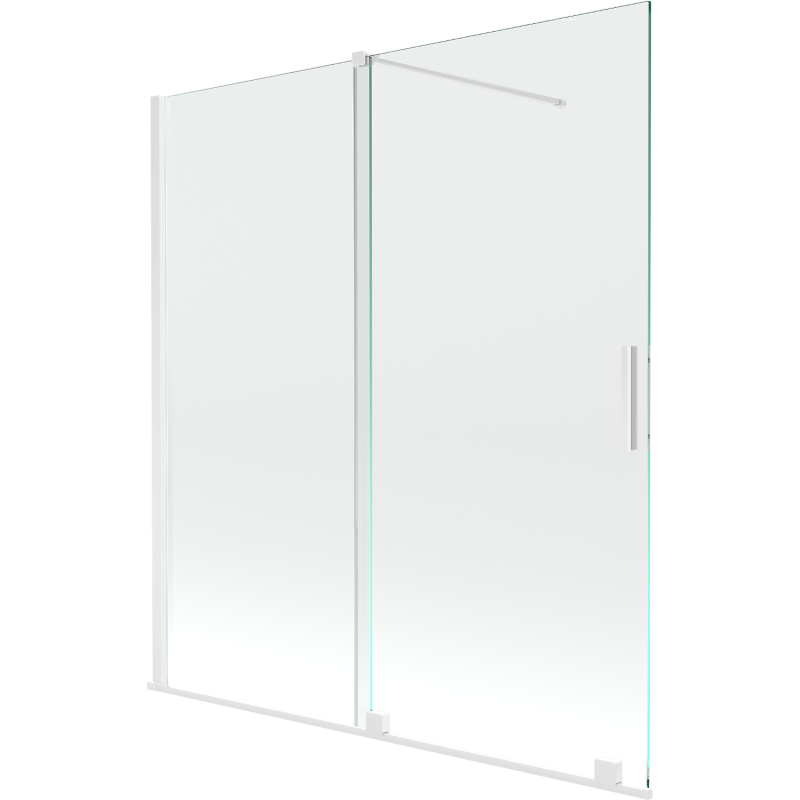 Mexen Velar 2 szárnyas kádparaván mozgatható 150 x 150 cm, Átlátszó, Fehér - 896-150-000-01-20