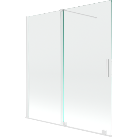 Mexen Velar 2 szárnyas kádparaván mozgatható 150 x 150 cm, Átlátszó, Fehér - 896-150-000-01-20