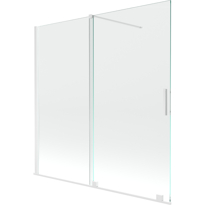 Mexen Velar 2 szárnyas kádparaván mozgatható 160 x 150 cm, Átlátszó, Fehér - 896-160-000-01-20