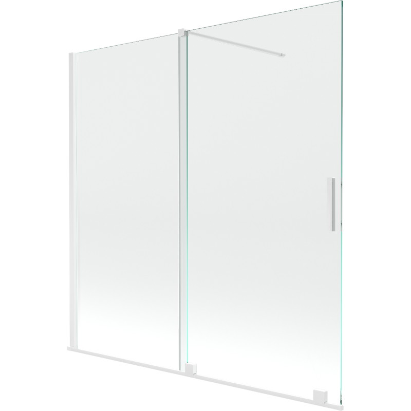 Mexen Velar 2-szárnyú, 160 x 150 cm-es, átlátszó, fehér fürdőkádparaván - 896-160-000-01-20