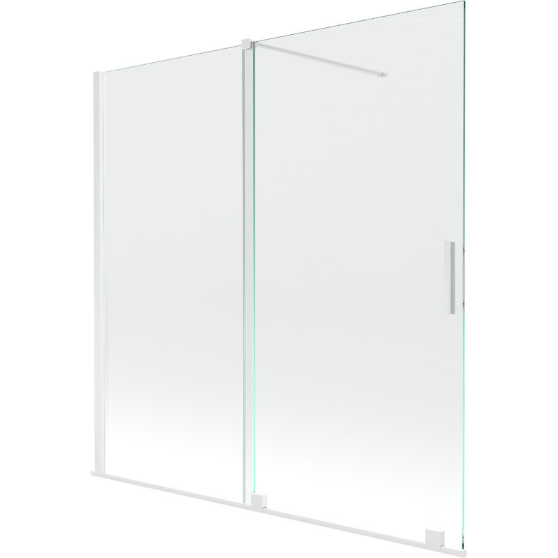 Mexen Velar paravan cadă 2-aripi culisant 160 x 150 cm, transparent, Albă - 896-160-000-01-20