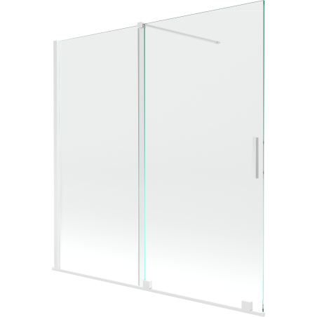 Mexen Velar 2-szárnyas, 160 x 150 cm-es, áttetsző, fehér toló kádparaván - 896-160-000-01-20