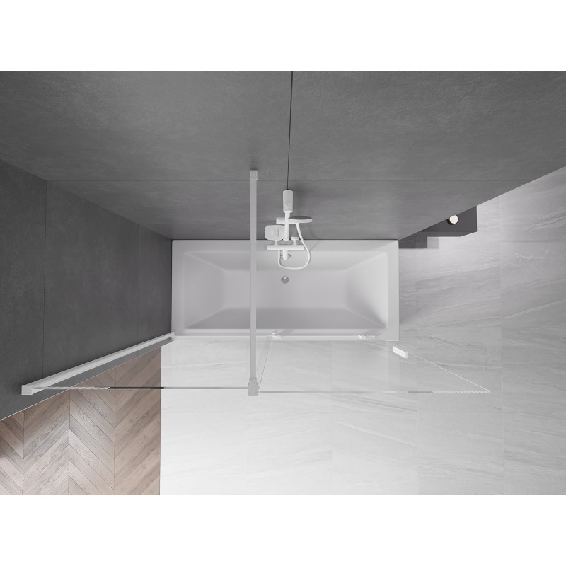 Mexen Velar 2-szárnyú, 160 x 150 cm-es, átlátszó, fehér fürdőkádparaván - 896-160-000-01-20
