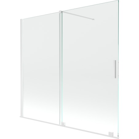 Mexen Velar paravan cadă 2-aripi culisant 170 x 150 cm, transparent, Albă - 896-170-000-01-20