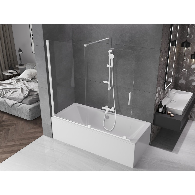 Mexen Velar paravan de baie cu 2 aripi glisante 170 x 150 cm, transparent, alb - 896-170-000-01-20