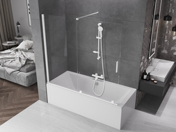 Mexen Velar paravan cadă 2-aripi culisant 170 x 150 cm, transparent, Albă - 896-170-000-01-20