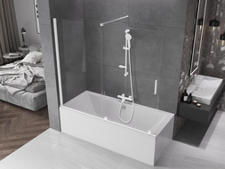Mexen Velar paravan cadă 2-aripi culisant 180 x 150 cm, transparent, Albă - 896-180-000-01-20