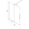 Mexen Velar paravan cadă 2-aripi culisant 150 x 150 cm, transparent, Auriu - 896-150-000-01-50