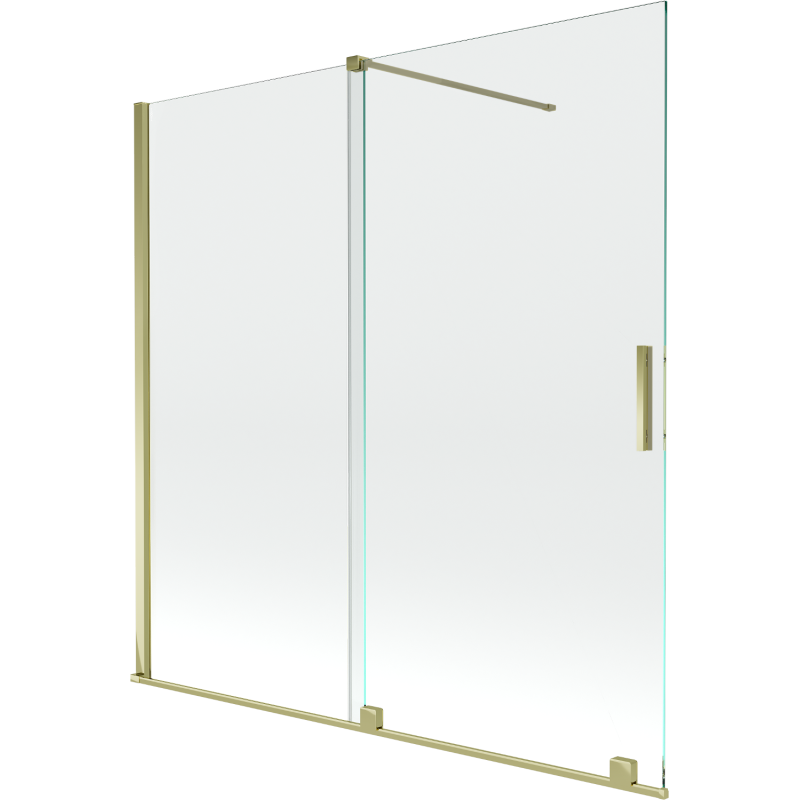 Mexen Velar 2 szárnyas kádparaván mozgatható 160 x 150 cm, Átlátszó, arany - 896-160-000-01-50