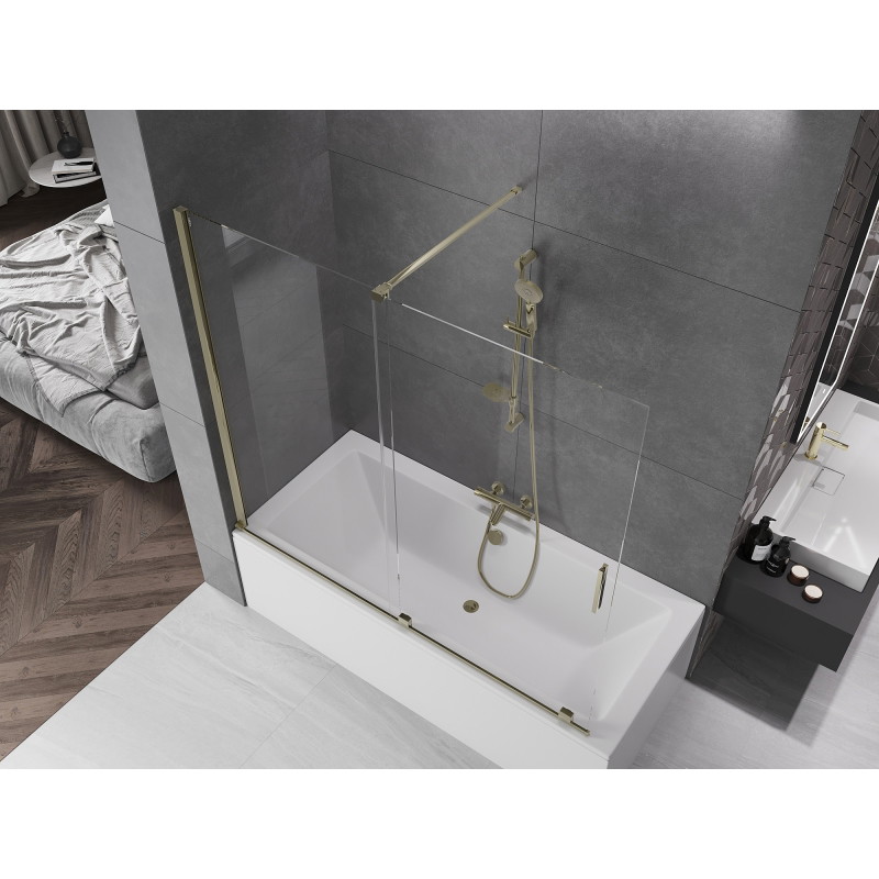Mexen Velar paravan de cadă cu 2 panouri glisante 170 x 150 cm, transparent, auriu - 896-170-000-01-50