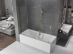 Mexen Velar 2-szárnyú toló kádparaván 180 x 150 cm, átlátszó, arany - 896-180-000-01-50