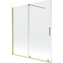 Mexen Velar paravan cadă 2-aripi culisant 150 x 150 cm, transparent, auriu cu aspect periat - 896-150-000-01-55