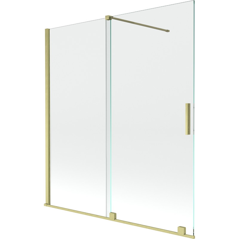 Mexen Velar 2 szárnyú tolható kádparaván 150 x 150 cm, átlátszó, arany szálcsiszolt - 896-150-000-01-55