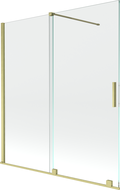 Mexen Velar paravan cadă 2-aripi culisant 150 x 150 cm, transparent, auriu cu aspect periat - 896-150-000-01-55