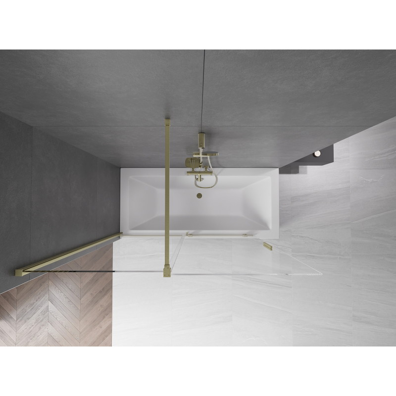 Mexen Velar 2 szárnyú tolható kádparaván 150 x 150 cm, átlátszó, arany szálcsiszolt - 896-150-000-01-55