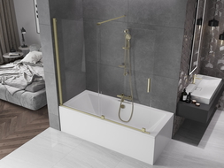 Mexen Velar paravan cadă 2-aripi culisant 170 x 150 cm, transparent, auriu cu aspect periat - 896-170-000-01-55
