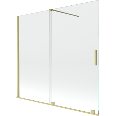 Mexen Velar paravan cadă 2-aripi culisant 160 x 150 cm, transparent, auriu cu aspect periat - 896-160-000-01-55