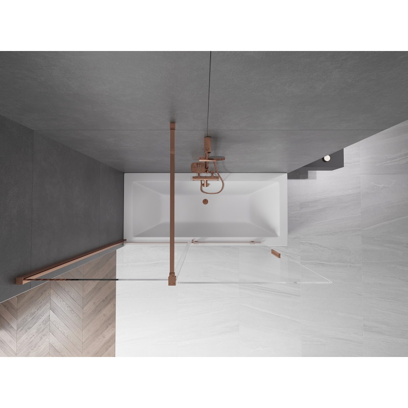 Mexen Velar paravan de baie cu 2 uși glisante 150 x 150 cm, transparent, aur roz - 896-150-000-01-60