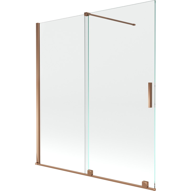 Mexen Velar 2-szárnyú, toló kádparaván 150 x 150 cm, átlátszó, rózsaarany - 896-150-000-01-60