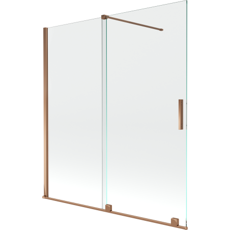 Mexen Velar 2 szárnyas kádparaván mozgatható 150 x 150 cm, Átlátszó, Rózsaszín-arany - 896-150-000-01-60