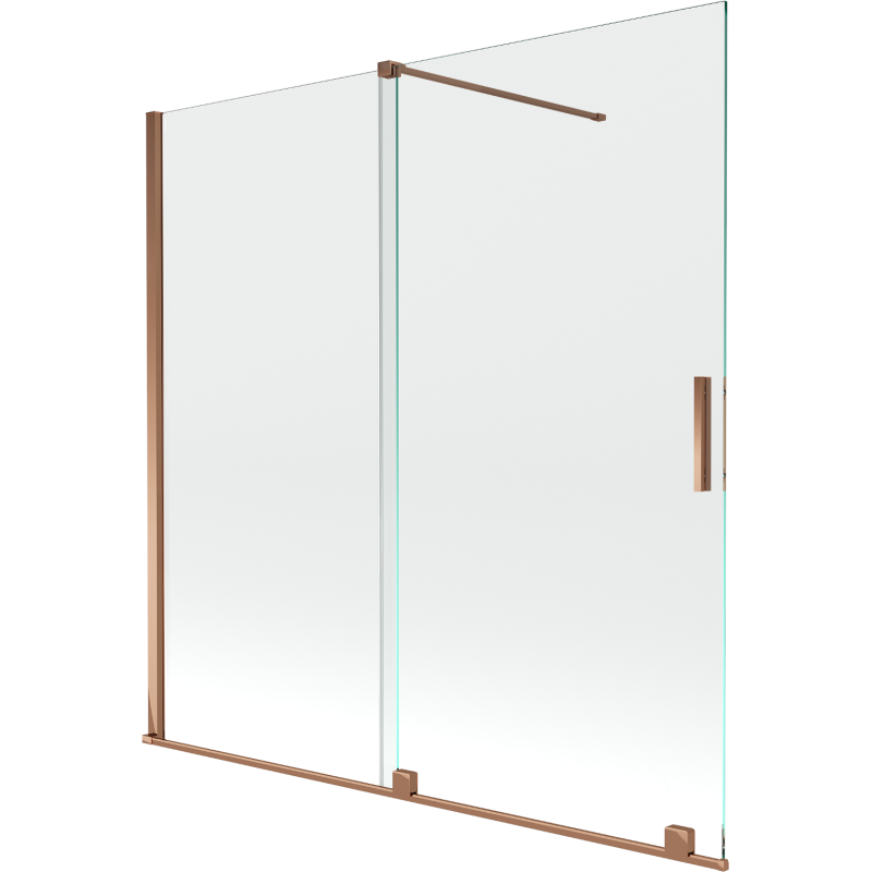 Mexen Velar 2 szárnyas kádparaván mozgatható 160 x 150 cm, Átlátszó, Rózsaszín-arany - 896-160-000-01-60