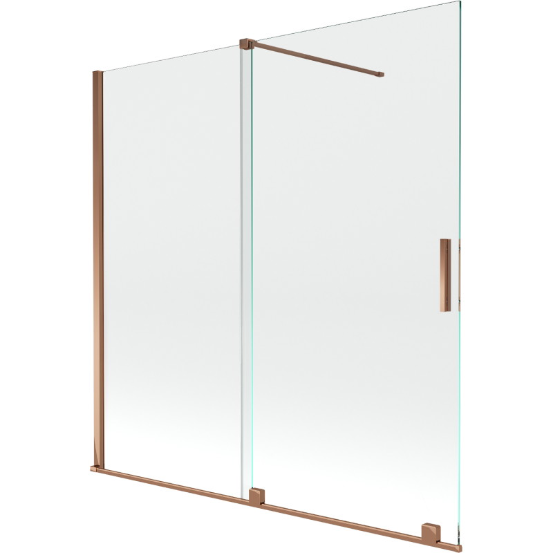 Mexen Velar mozgatható kádparaván 2-paneles tolóajtóval 160 x 150 cm, átlátszó, rózsaarany - 896-160-000-01-60