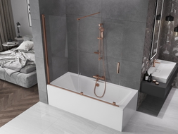 Mexen Velar 170 x 150 cm-es, átlátszó, rózsaarany, 2-szárnyú toló fürdőkádparaván - 896-170-000-01-60