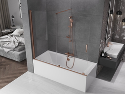 Mexen Velar 2-szárnyú, toló fürdőkád paraván 180 x 150 cm, átlátszó, rózsaarany - 896-180-000-01-60
