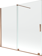Mexen Velar 2-szárnyú, toló fürdőkád paraván 180 x 150 cm, átlátszó, rózsaarany - 896-180-000-01-60