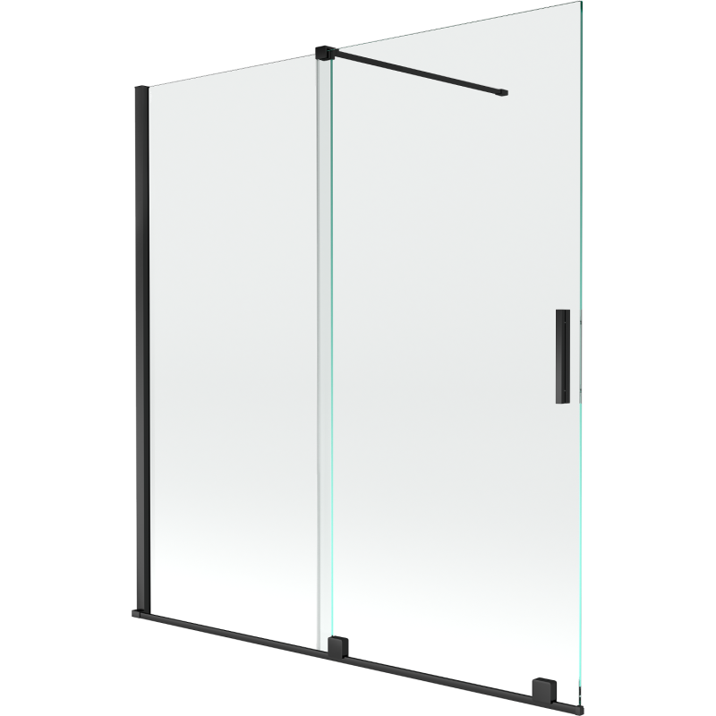 Mexen Velar kádparaván, 2-szárnyú toló, 150 x 150 cm, átlátszó, fekete - 896-150-000-01-70