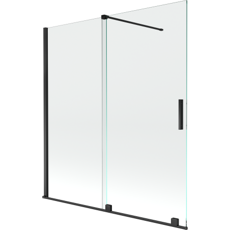 Mexen Velar kádparaván, 2-szárnyú toló, 150 x 150 cm, átlátszó, fekete - 896-150-000-01-70