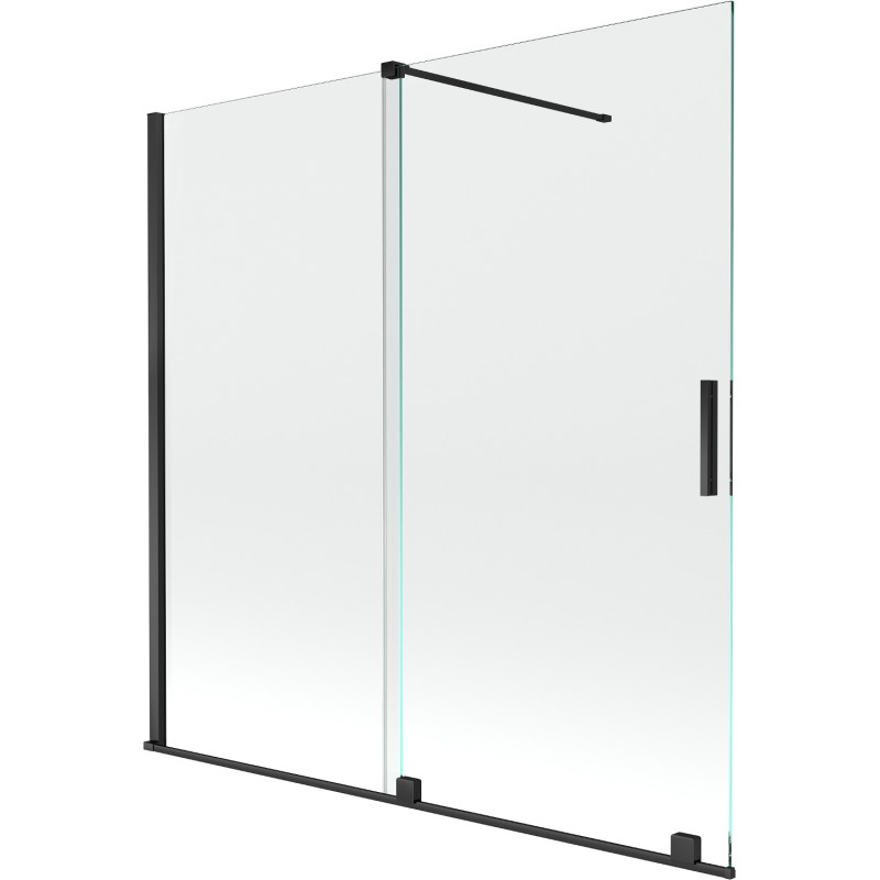 Mexen Velar kétajtós kádparaván, tolható, 160 x 150 cm, átlátszó, fekete - 896-160-000-01-70