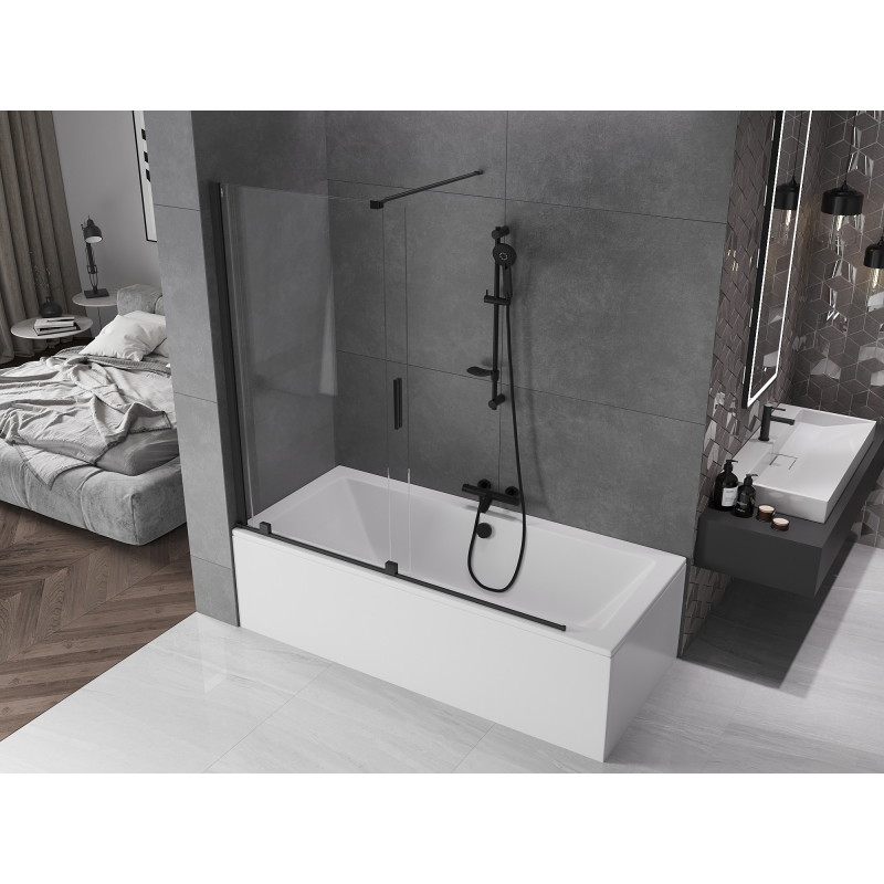 Mexen Velar kádparaván 2-szárnyú toló 160 x 150 cm, átlátszó, fekete - 896-160-000-01-70