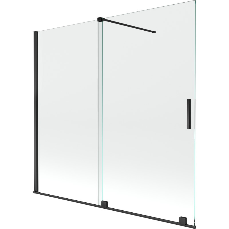 Mexen Velar paravan cadă 2-aripi culisant 170 x 150 cm, transparent, Neagră - 896-170-000-01-70