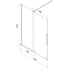 Mexen Velar kétpaneles tolófürdőszobai paraván 170 x 150 cm, átlátszó, fekete - 896-170-000-01-70