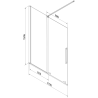 Mexen Velar paravan cadă 2-aripi culisant 170 x 150 cm, transparent, Neagră - 896-170-000-01-70