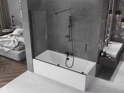 Mexen Velar paravan cadă 2-aripi culisant 180 x 150 cm, transparent, Neagră - 896-180-000-01-70