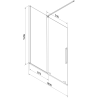 Mexen Velar paravan cadă 2-aripi culisant 180 x 150 cm, transparent, Neagră - 896-180-000-01-70