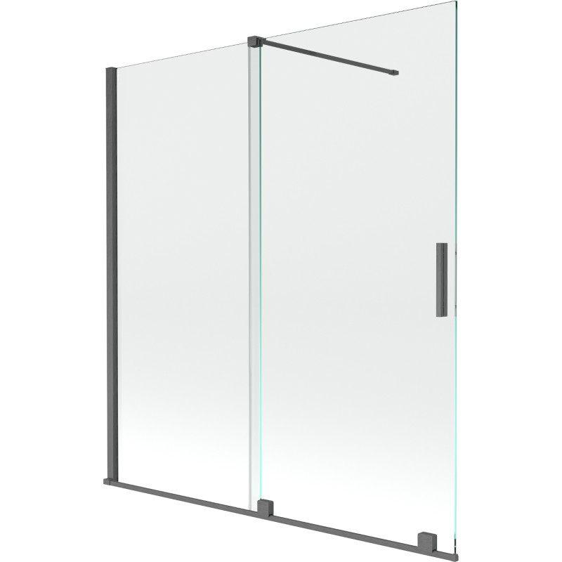 Mexen Velar paravan de baie pliabil cu 2 aripi, extensibil, 150 x 150 cm, transparent, gri metalizat periat - 896-150-000-01-66
