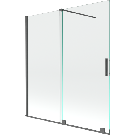 Mexen Velar kádparaván 2-szárnyú tolóajtós 150 x 150 cm, áttetsző, gun gray kefélt - 896-150-000-01-66