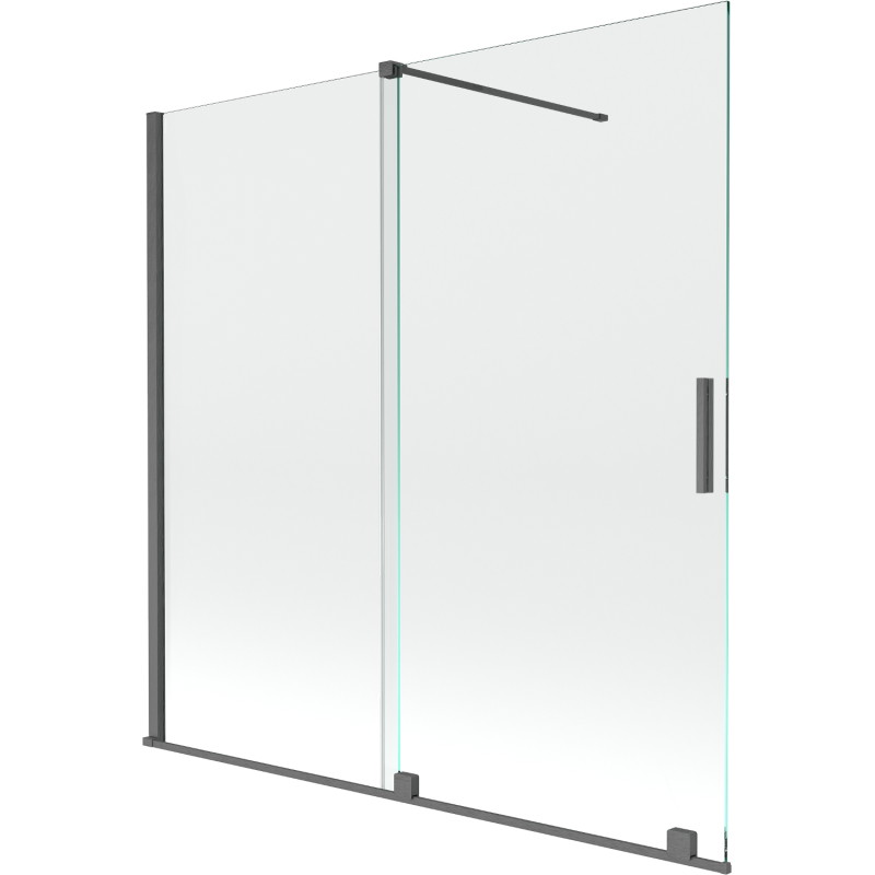 Mexen Velar Mexen Velar 2 szárnyú, eltolható fürdőkádparaván 160 x 150 cm, átlátszó, szálcsiszolt fegyverszürke