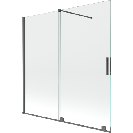 Mexen Velar paravan de cadă cu 2 uși glisante 160 x 150 cm, transparent, gri armă periat - 896-160-000-01-66