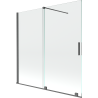 Mexen Velar paravan cadă 2-aripi culisant 150 x 160 cm, transparent, gun gray cu aspect periat - 896-160-000-01-66