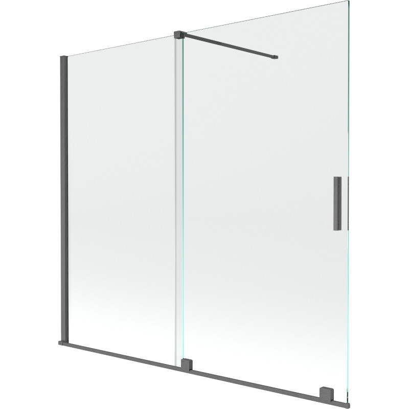Mexen Velar 2-szárnyas toló kádparaván 170 x 160 cm, átlátszó, gun gray kefe - 896-170-000-01-66