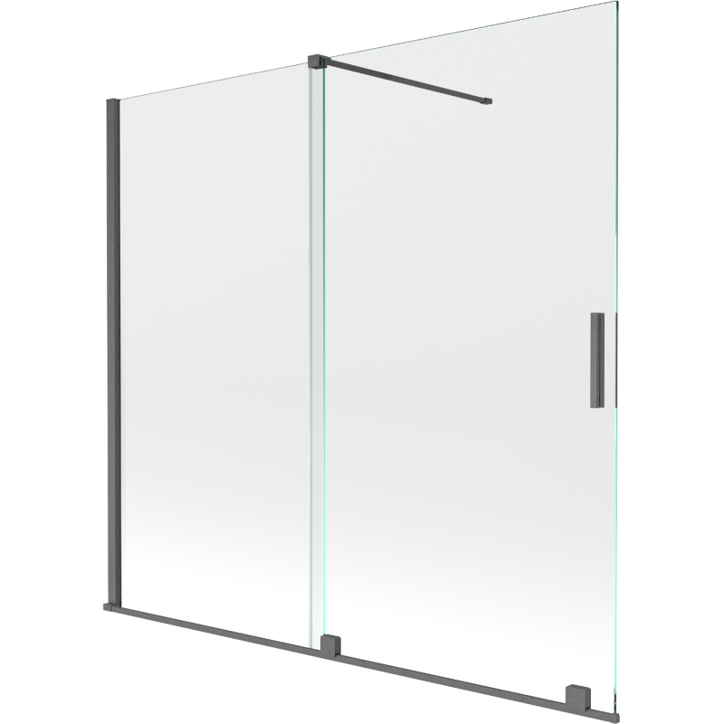 Paravan Mexen Velar pentru cadă, cu 2 uși glisante, 170 x 160 cm, transparent, gri periat - 896-170-000-01-66
