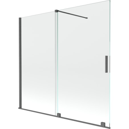 Mexen Velar paravan cadă 2-aripi culisant 170 x 160 cm, transparent, gun gray cu aspect periat - 896-170-000-01-66