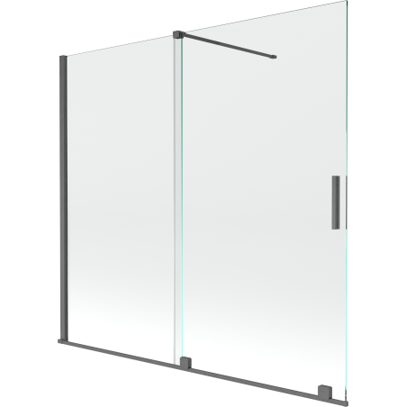 Paravan Mexen Velar pentru cadă, cu 2 uși glisante, 170 x 160 cm, transparent, gri periat - 896-170-000-01-66