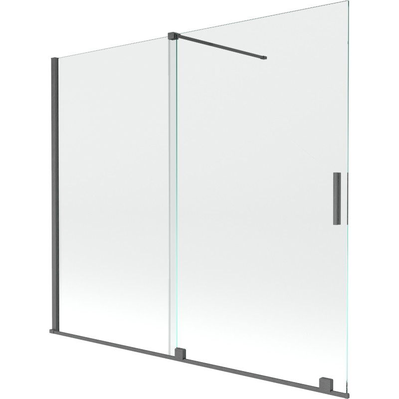 Mexen Velar 2-részes, eltolható kádparaván 180 x 150 cm, átlátszó, gun gray kefélt - 896-180-000-01-66