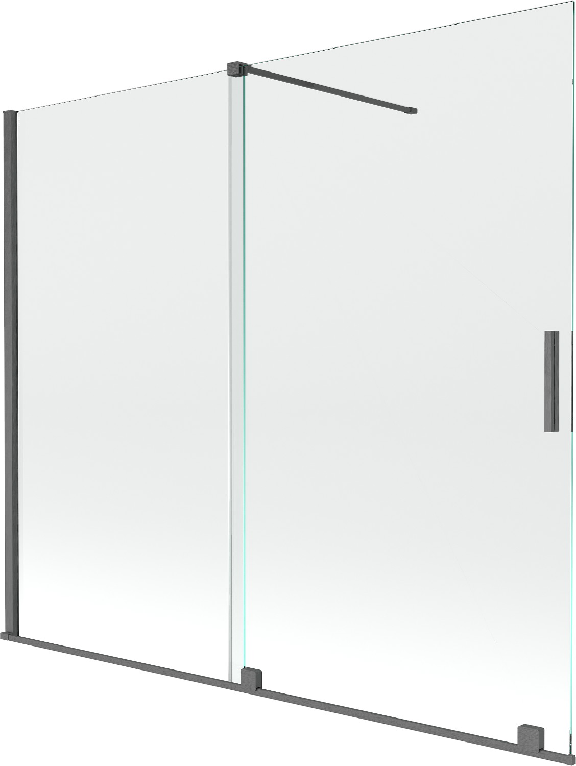 Mexen Velar paravan cadă 2-aripi culisant 180 x 160 cm, transparent, gun gray cu aspect periat - 896-180-000-01-66